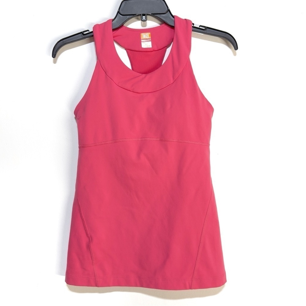 Lucy Athletic Women’s Racer Back Tank Top With Built In Bra Size XS In Coral